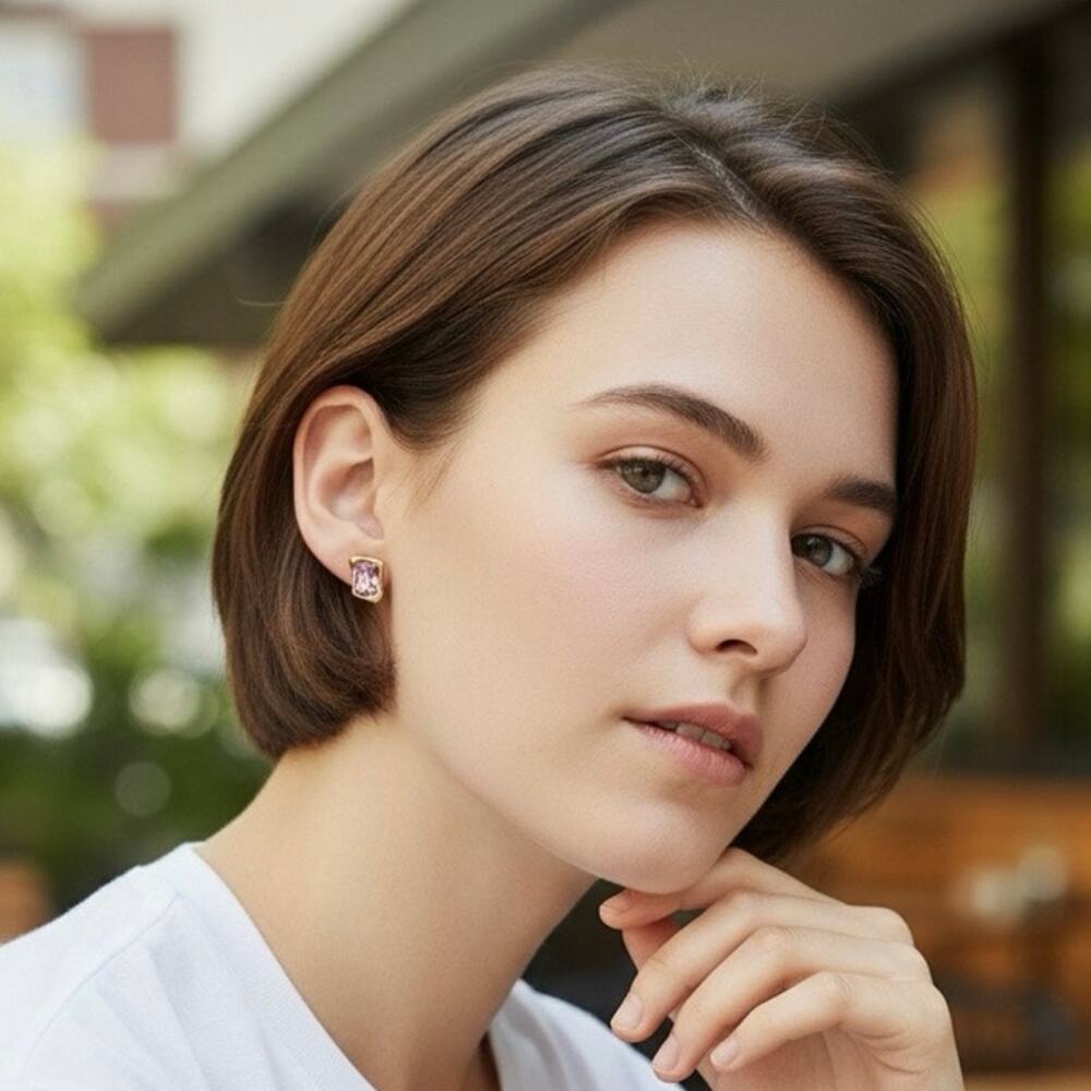 NWT Kate Spade New York Gold-Tone Pink/Purple Mixed-Stone Crystal Stud Earrings